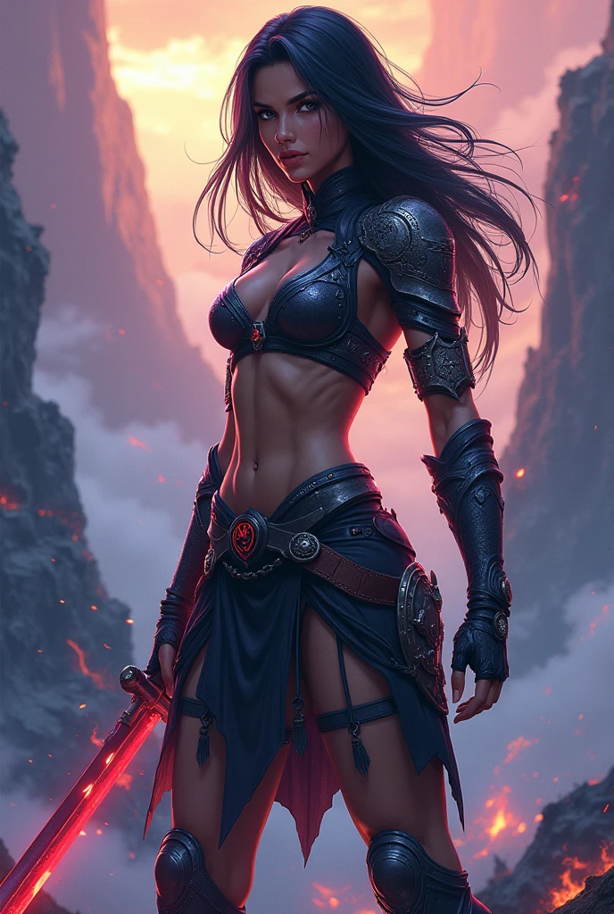 A young 15- yr old Orcish girl with lovely charming face, having dark skin tone pigmenting texture, (wearing nose ring), (body builder, athletic masculine size body),(having a lots of battle scar's), ( dark skin texture masterpiece ), (tomboyish punk hairstyles look), (( wearing helmet with horns)), (serious, with exposed teeths showing large fangs)(perfect full body detailed anatomy), (Super accessories detailed), (fighting  pose), (perfect detailed bright sparkling eyes),( short illuminating hair), ((expose big hard erect nipples))(( transparent panty and bra,  with pussy clitoris exposed ))((legs wide open showing pussy line))(( Wearing transparency orcish costumes )), (( holding a treasure axe or treasure war hammer )), ( lava cliff background), (( illuminating different lights covering the sorrounding atmosphere  of battle fields)) on its back wearing  dark cape detailed design, has a angry face, 7 different perspective view of that same girl & face profile sheet character style 
