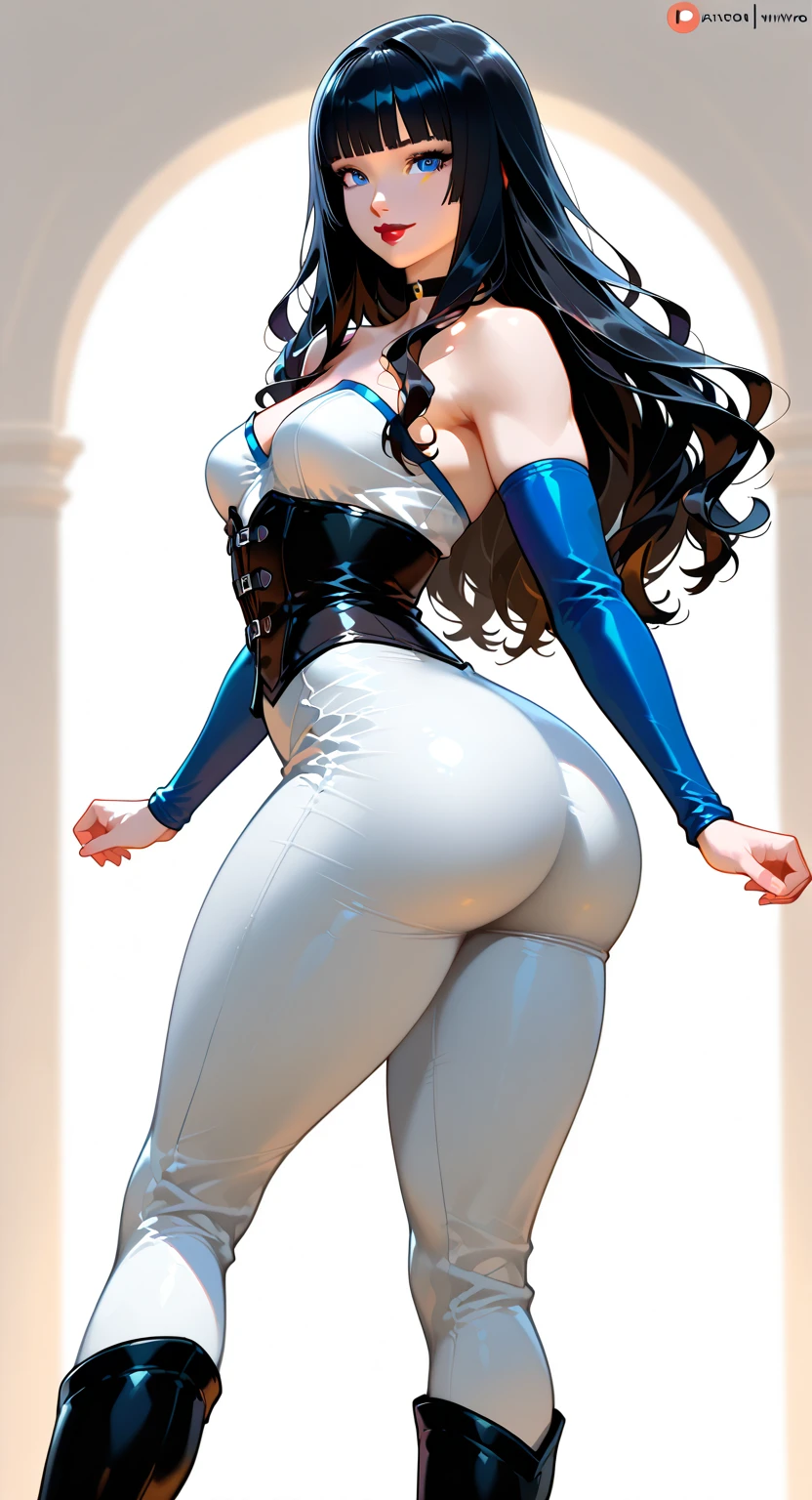 (La mejor calidad,A high resolution,Ultra - detallado,actual),Ariana Grande con pantalones white ajustados, mostrando su trasero hermoso, ,(Fondo de ruinas de mazmorra en ruinas:1.4 ), cabello largo white canoso, brazier white, (Detalles de la cara: 1.5, ojos azules, hermoso rostro, ojos bonitos, Contorno del iris, labios delgados: 1.5, Thin, sharp pale eyebrows, Long, dark eyelashes, double tabs),(rear view, backside view),(pantalones white jeans rotos :1.4),( dedos perfectas detailed : 1.4), (dynamic pose),( no mutaciones) 