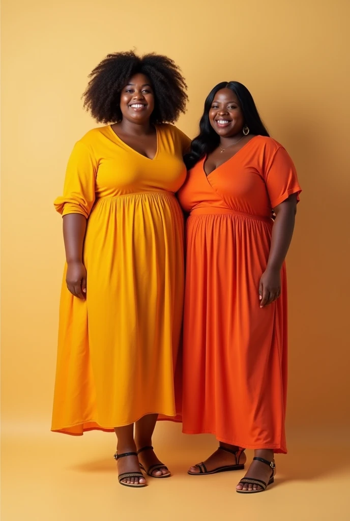 Create image of 2 girls. One girl is Caucasian red haired, big breasts. Other girl is African woman with braided hair. They are both dressed in luxury dresses 