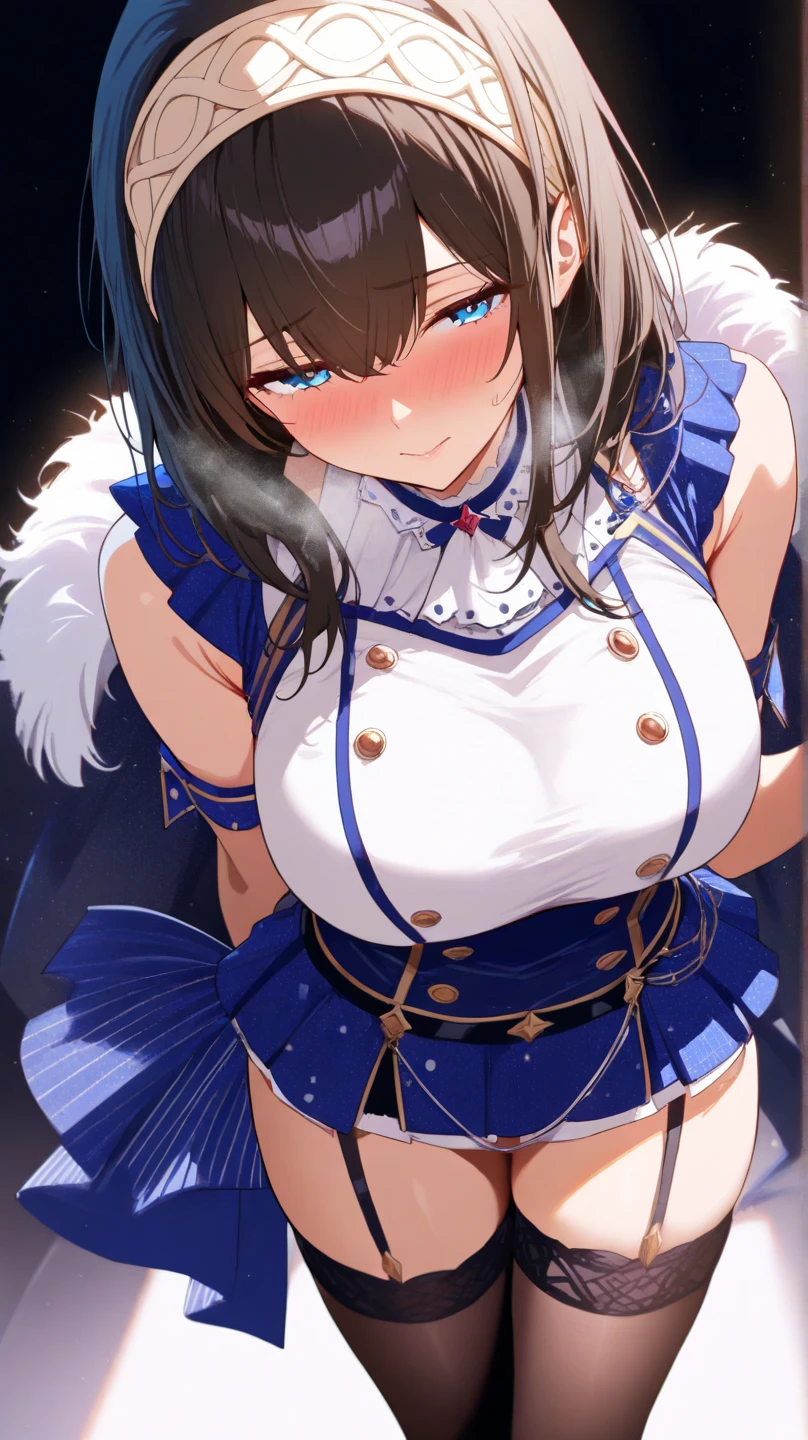 NSFW,((1man with 1woman,Having sex)),Lying down,vaginal penis,A dark-haired,small tits,Bare breasts,Smile with open mouth,masterpiece, top-quality, Hi-Res, Celia Clare, white capelet, beret