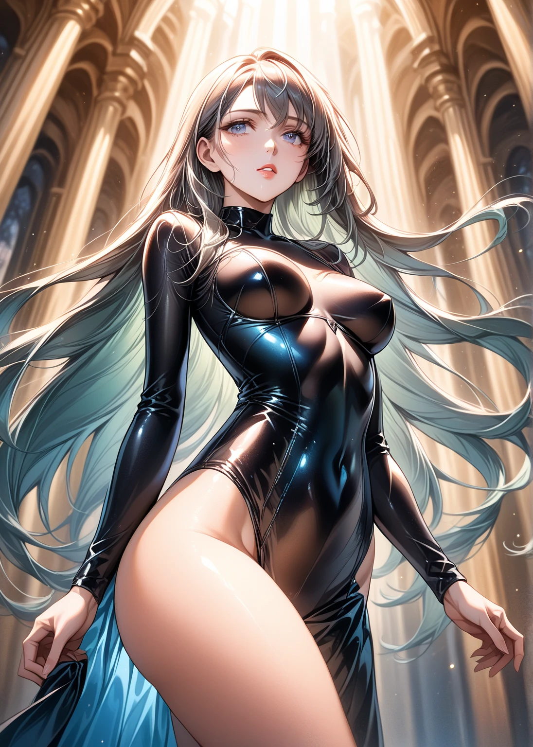(Eversion of the vaginal opening)，delicate face, 20 year old KPOP idol cyborg girl, carbon fiber cyborg body, carbon fiber body, {{angled bob}}, (big breasts:1.15), (mechanical joint), bangs, attractive curves, central pelvis, seaside, standing posture, beach, glowing skin, ((fluffy areola)), (High leg, spread your legs, camel toe, camel toe, vulva shaped:1.25), (cyber punk, Science fiction:1.1), [[[shining neon]]], (Upper body:1.15), (8k, RAW photo, highest quality, masterpiece: 1.45), (NSFW:1.15)