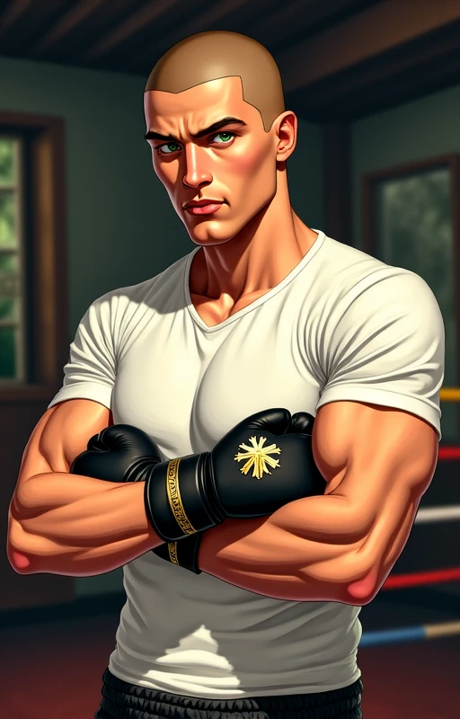 ((masterpiece)), (best quality), (detailed), (1boy), japanese muay thai kickboxer boy, spiky white hair, grey eyes, ((dark skin)), lean body, handsome, shirtless, (white boxer shorts), white muay thai headband, white fingerless gloves, on street, fighting stance, navel, barefoot, 8k, detailed, ultra-detailed, absurdress