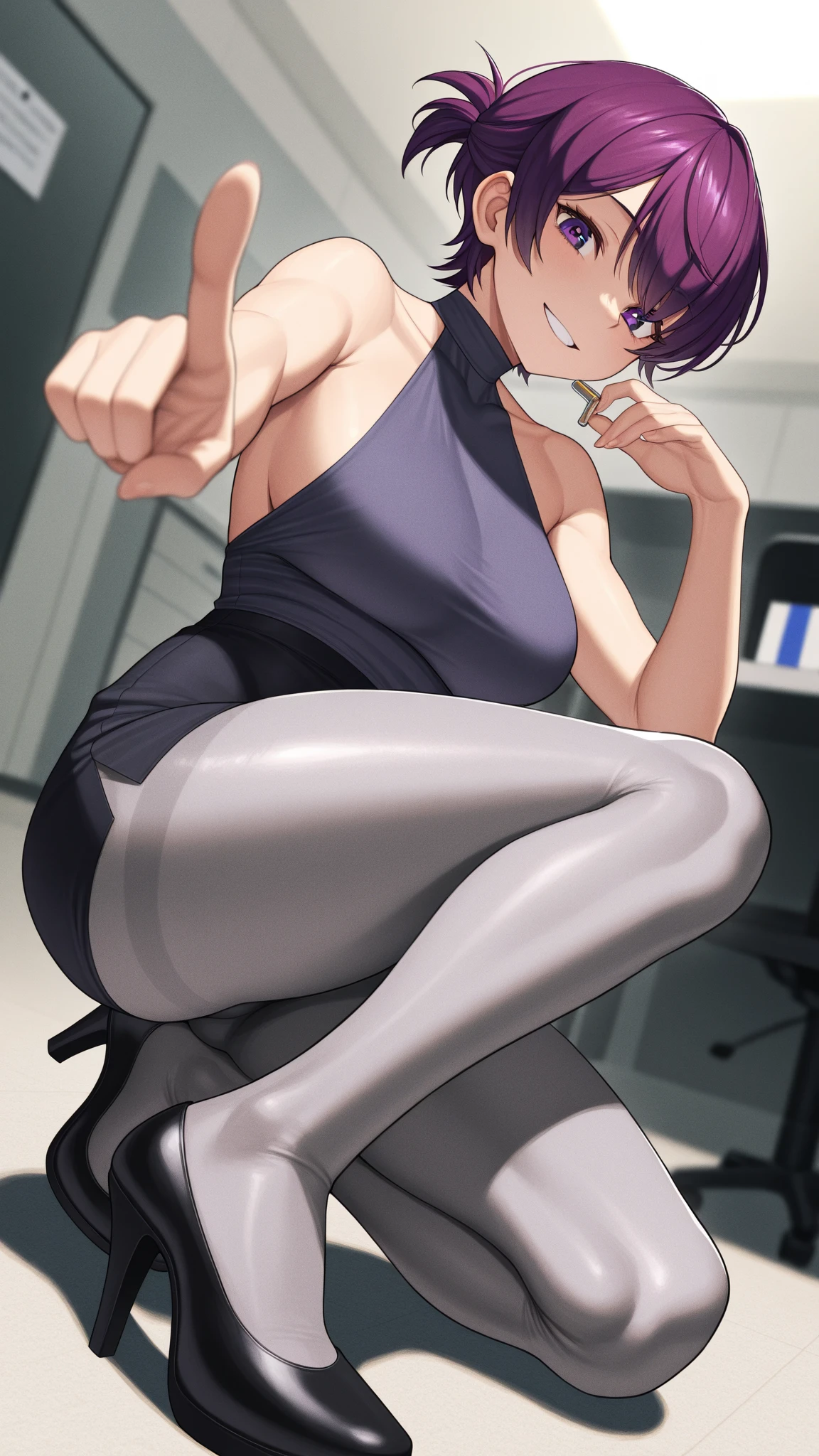 Being touched by the other party's erect crotch, Futanari
