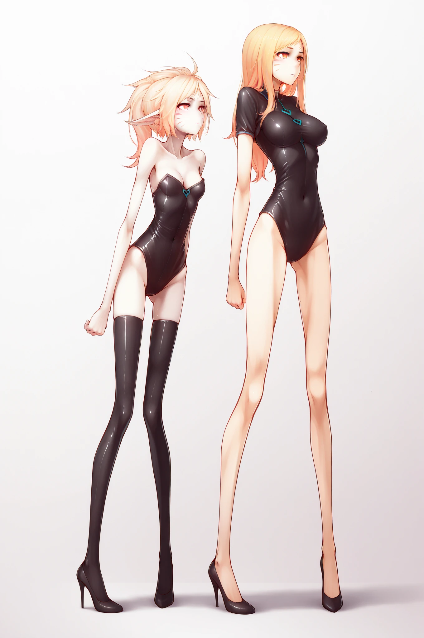 full bodyesbian，Nine women，Stand in a row，One-piece tights，Conjoinment，Blue latex set，Standing on the ground，huge tit，Slim，long leges，Stand up straight，nothing background，Slim，extra long leg，Insert the lower body，Exhibited，Mannequin，