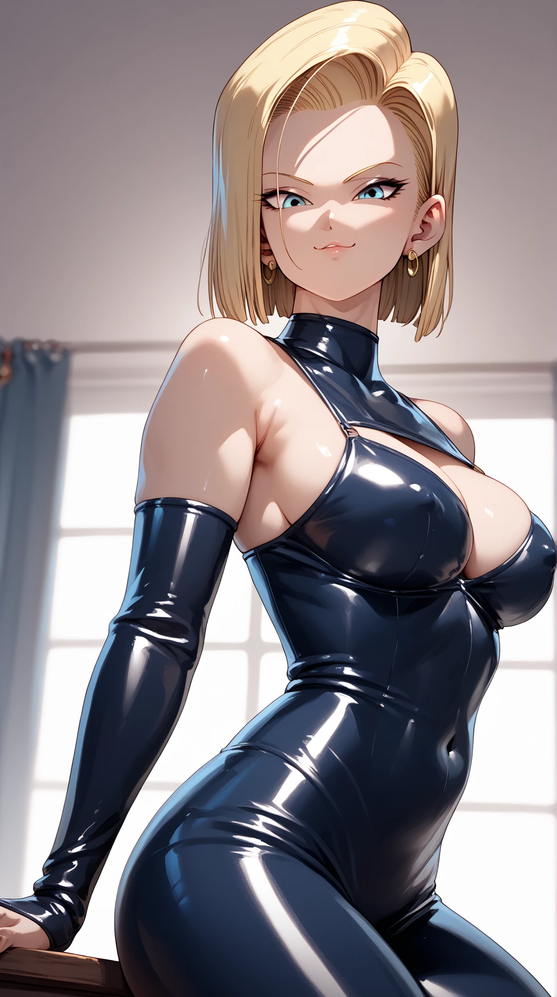masterpiece, Highest quality, One girl, Shair, Side Up, Colored hints, Improve, Large Breasts, Wide Hips, Classroom Background,,cute face,big eyes,double eyelid,smile,Blonde short hair