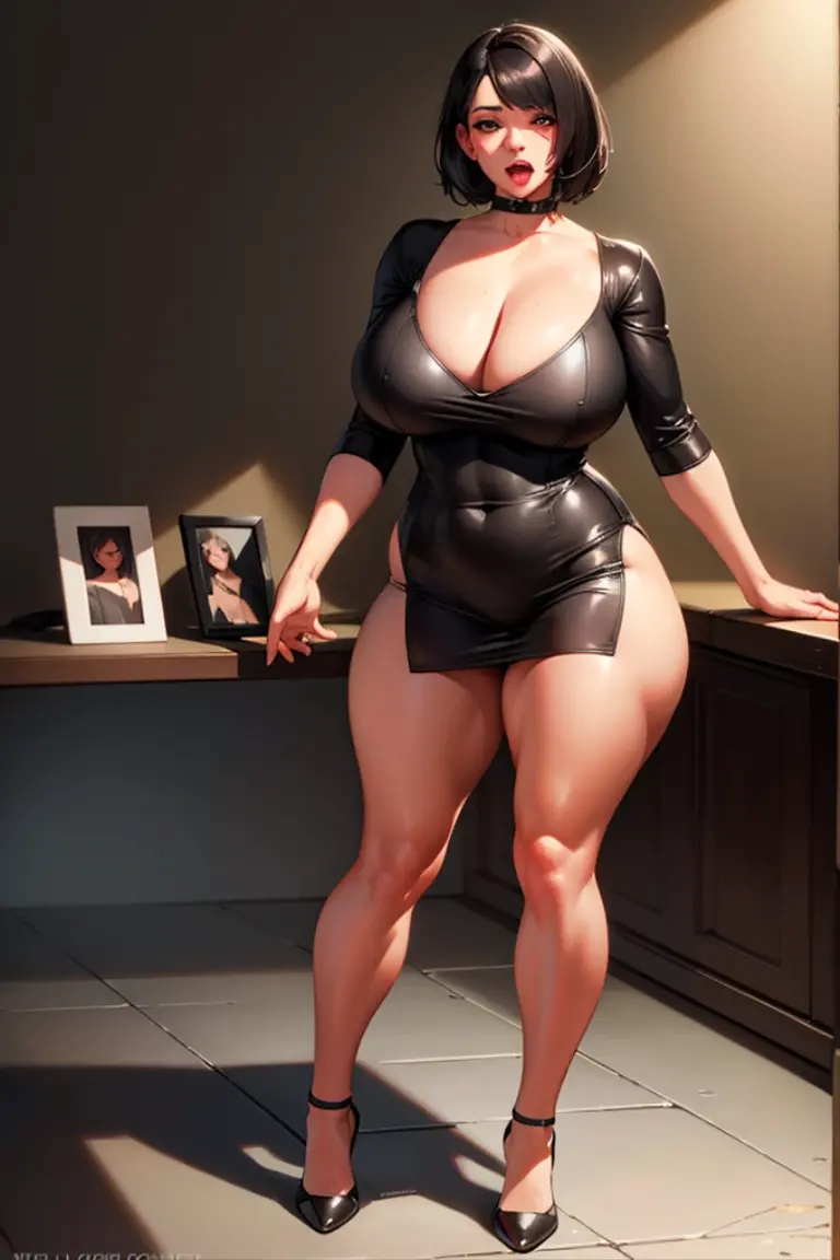 8K、超A high resolution、The ultra -The high-definition、An ultra-high picture quality、Ultrarealistic、Best Quality、masuter piece)(a Pretty Japanese woman、Black hair short bob:1.1)(Colossal tits、rather large breasts、Toned body:1.3)(Officelady、See-Through Sleeveless Turtleneck、Gray tight skirt、high-heels、Hide all breasts、Draw from the front:1.38)In the office district、(open your legs quite wide to the sides、Stand with your knees bent wide to the sides:1.18)(fishnet tights),12year old,Red underwear