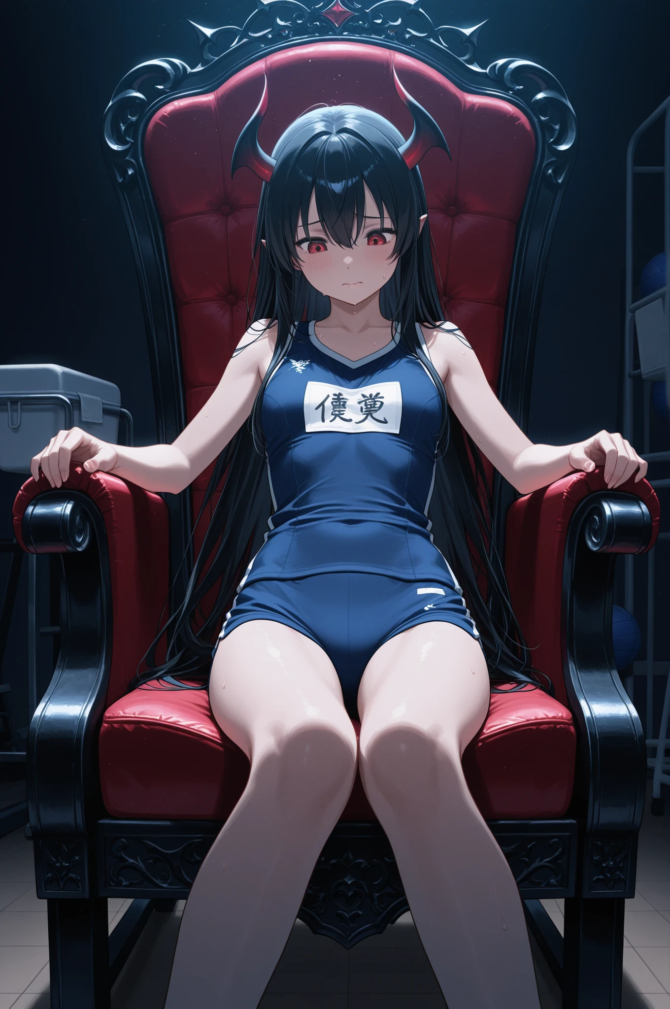nsfw,masterpiece, best quality,solo, 1girl,18 years old,teenager,small breasts,SHINOBU MIYAKE,<lora:shinobu miyake s1-lora-nochekaiser:0.7>,LONG HAIR,BANGS,PURPLE HAIR,(GREEN EYES:1.1),sitting on ancient armchair chinese,evil_smile, looking_at_viewer,  evening dress,cleavage, bare_shoulders, choker, elbow_gloves,(from_below), full_body,  nightclub background, dynamic pose, dynamic lighting, hyper-realistic, photo-realistic, highly detailed,((legs focus)),toes, toenails,((red open toe shoes))