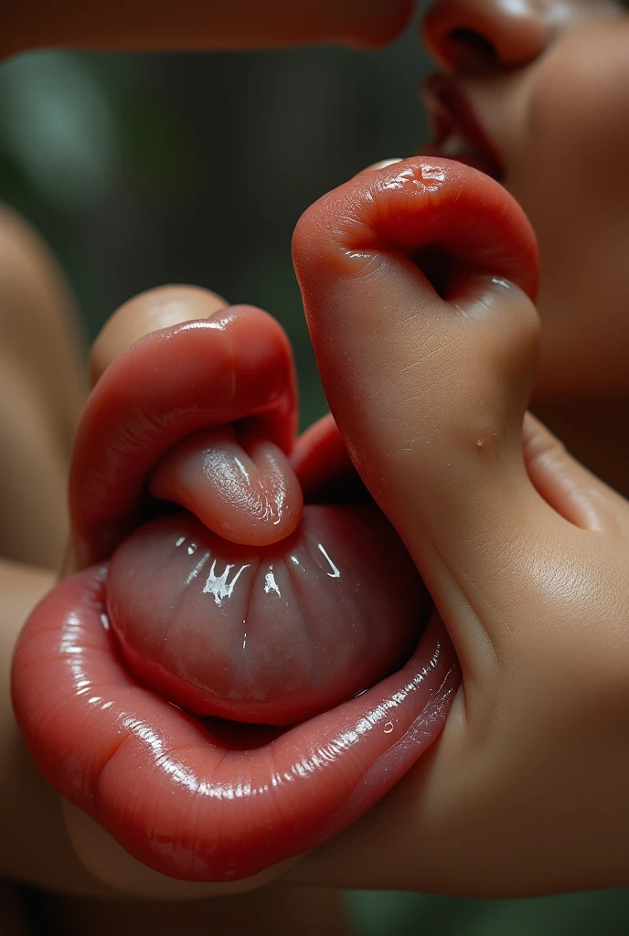Deepthroat sex, eating a huge penis with a mouth wide open 