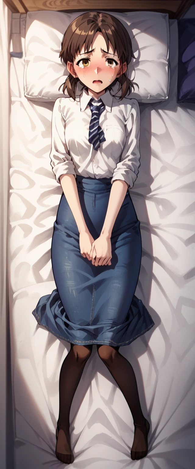 (lISA lISA:LORA), Full body, fetal position, sleeping on bed in the bedroom, high heels, ((Stunning Artwork)), dnd style female slaves