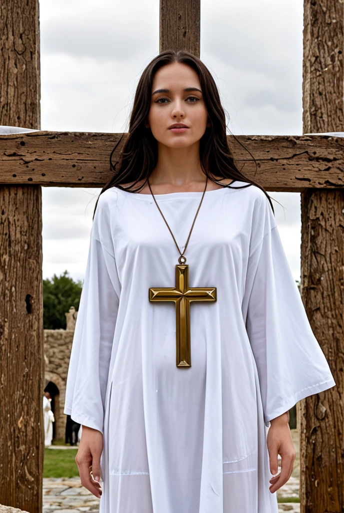 femme bulgare debout, (Bulgarie), ((dans la ville de Sofia)), jolie corps, beau visage, smirk, belle robe, soleil, (((devant la basilique orthodoxe)))