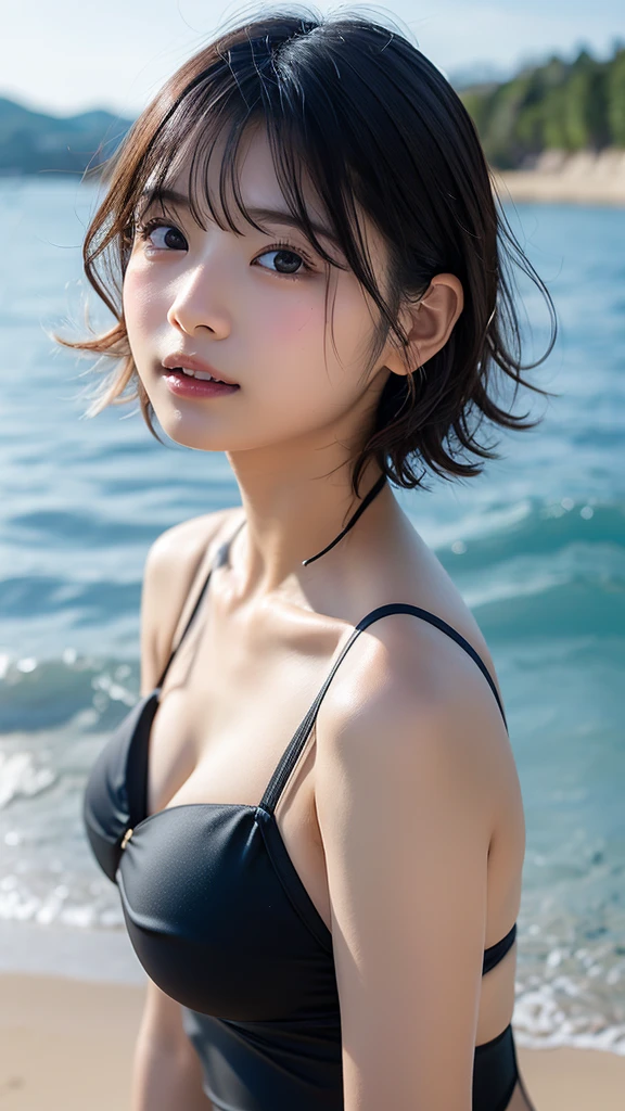 (((Misako Renbutsu)))Beautiful Young Female ,Short hair ,Lake, extremely delicate and beautiful,Outstanding light and shadow,Clear and bright sunlight, Professional portrait (Closeup face from below), Semi-nude photography, close up portrait of bathing in a lake, reeds, ((backlighting)) Sparkling water surface with Reflection and Refraction, ((Soaked body in water)), (beltbra) Visible Upper breasts, {lens flare|Shade|bloom|[chromatic aberration]}, TopQuality Masterpiece of 8K Ultra-detailed DigitalPainting (by Jeremy Lipking)