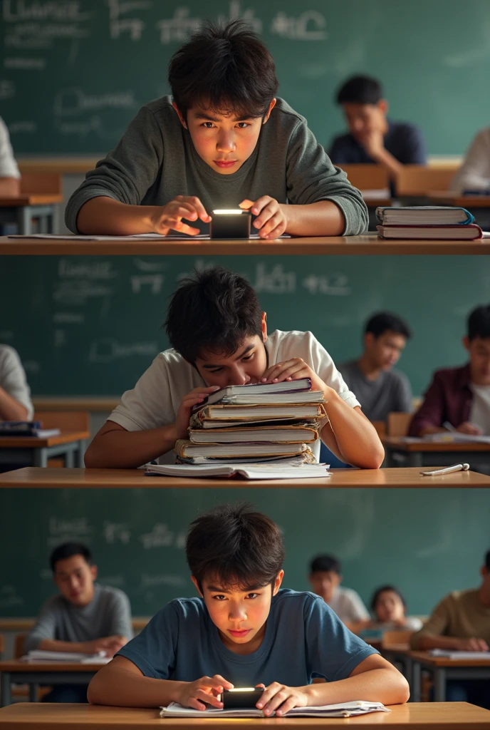 Students sit at desks in the classroom，One of them held a peace sign, standing in class, author：Yi Zaiwan, author：Wen Zhenheng, pupils, looking distracted and awkward, author：Yi Yuanji, teacher, eyes closed or not visible, money sign pupils, Ruan Jia and Fenghua Zhong, author：Igiles, author：Kim Jong-hee