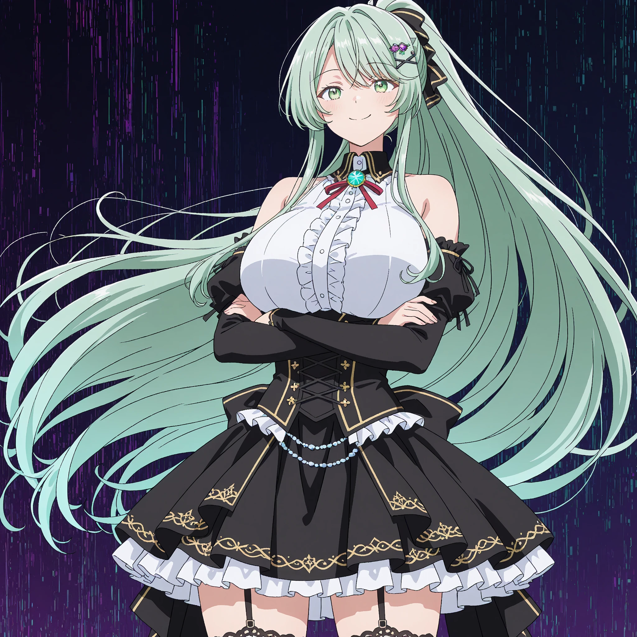 (Masterpiece、Highest quality、Very detailed、4K)、One Woman、17 years old、Turquoise Hair、Twin tails、(((Epsilon)))、chest、Beautiful arms、Beautiful thighs