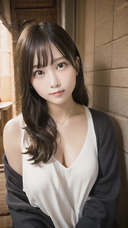 masterpiece, highest quality, 8k, 20th Generation, Large Breasts, cute, alone, sad, cute, Girlish, Delicate girl, Pure beauty, RAW Photos, Professional photography, Portraiture, Soft Light, Professional Lighting, Backlight, Upper Body, avert your eyes, Sophisticated, Film Grain, (Eyes and facial details:1.0), Short floating hair, Beautiful, flowing hair, bangs, Ballerina Costume、(Large Breasts:1.0)、You can see a little cleavage、Dolly Makeup、Odd Eye、The colour of the left and right eyes are different