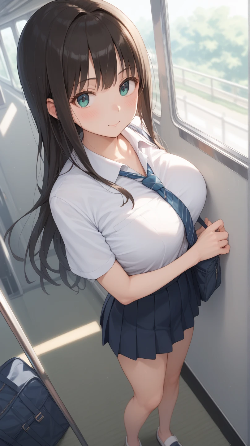 (masterpiece, top quality), 1 girl, NSFW, Schoolgirl uniform, Shy, Show off, cleavage, Panties, Sheer, Flashing, Nipples, transparency