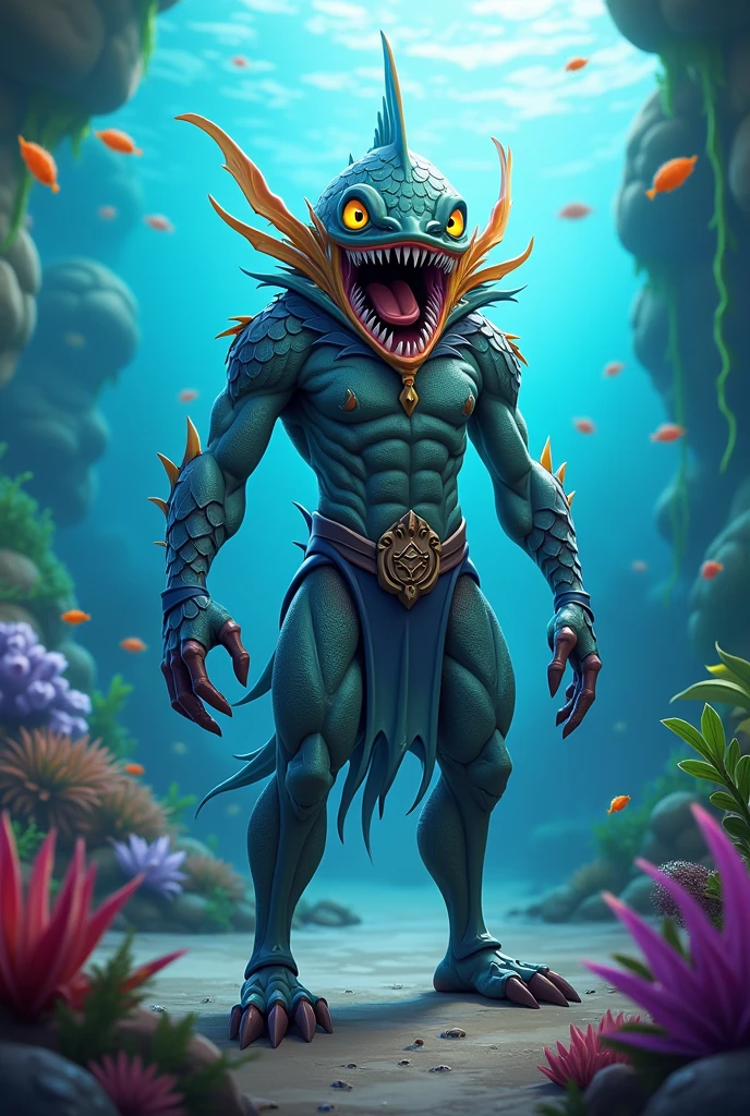 Create a water element zombie monster image., The body is transparent and can be seen through. The image is sharp and detailed., with beautiful colors.. With arms, leg, eyes, mouth, พื้นหลังสีlegว