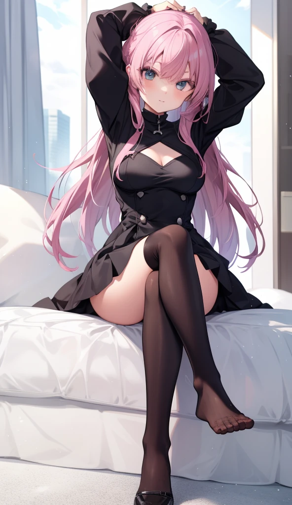 Tatsumaki、qualidade superior、Menina fofa s、quarto、Um cabelo vermelho、comprimento do cabelo curto、(((saia plissada rosa)))、(((Terno de marinheiro cor-de-rosa)))、mangas curtas、Seios pequenos、um umbigo、Turn the skirt with your hands、mostrar calcinha branca、Puxe a saia e mostre a calcinha、bare-legged、olhos azuis、nas camas、Coxas encantadoras、coxa brilhante