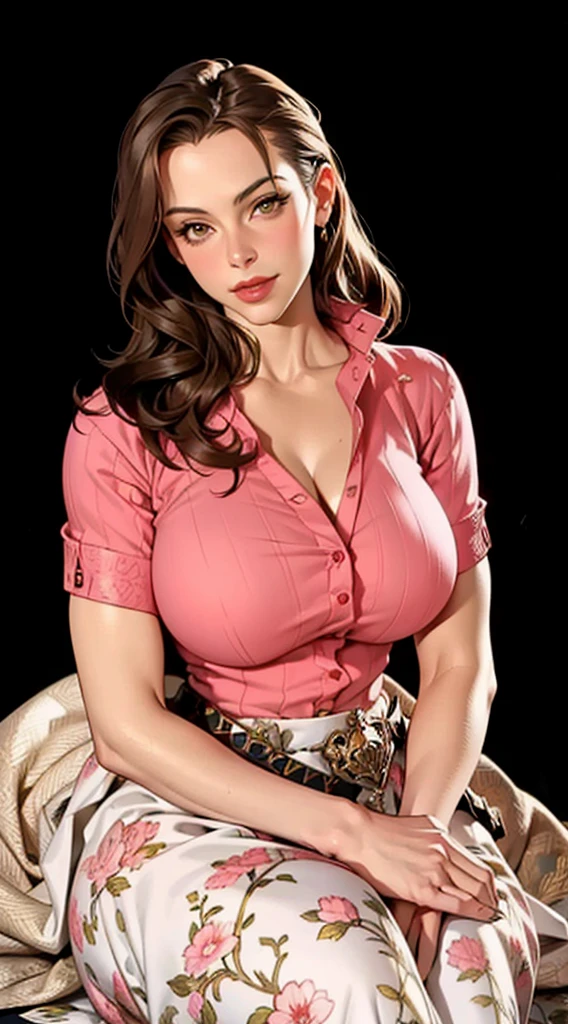 young Debra Messing, cleavage, tied shirt, midriff, flashing panties, short skirt, stockings, sultry