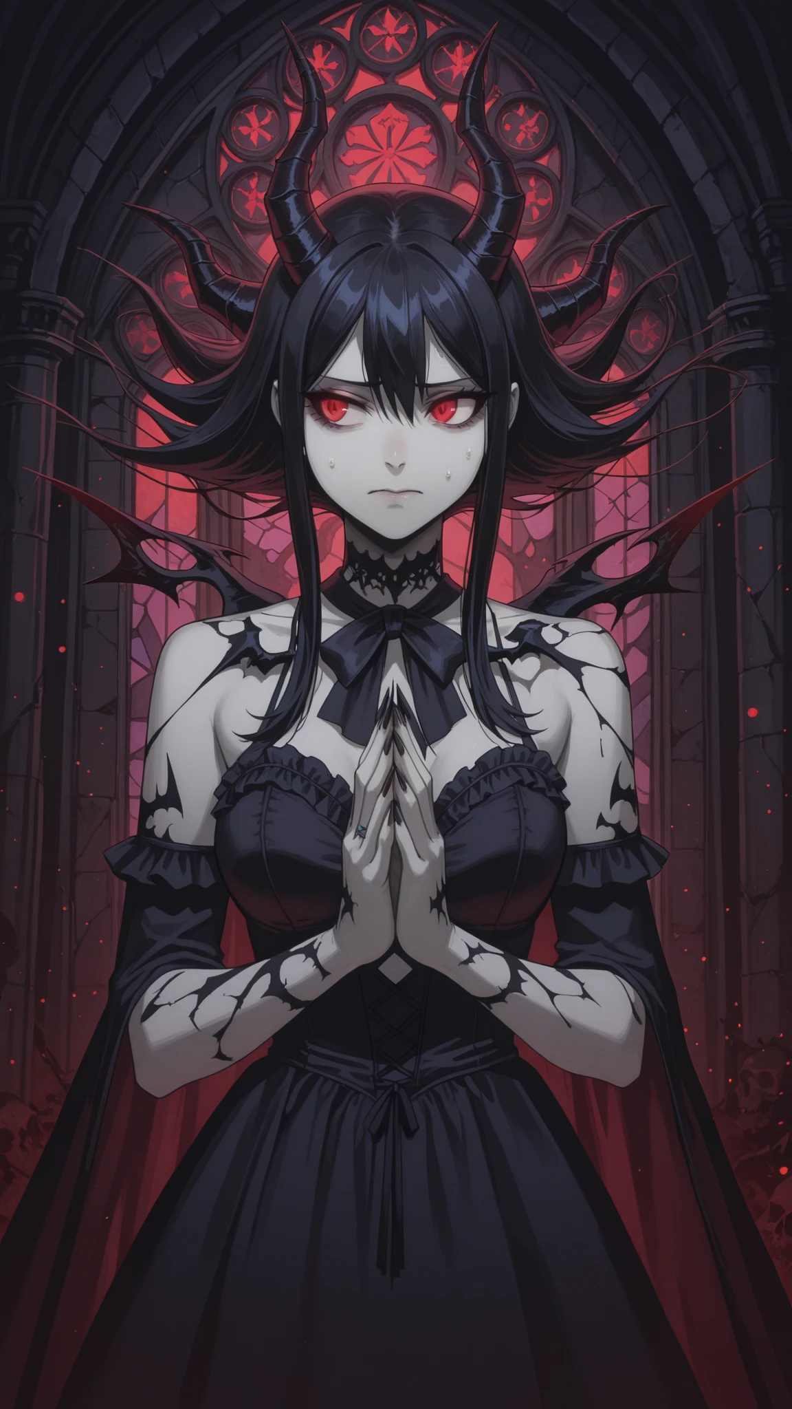 (dark, horror, scary:1.2),(creepy, eerie, spooky:1.2),(surreal, dreamlike:1.1),(monster, creature, alien:1.2),(blood, gore, violence:1.1),(fog, mist, haze:1.0),(ghost, spirit, apparition:1.2),(skull, bone, skeleton:1.1),(tattoo, body art:1.0),(piercing, nose ring, lip ring:1.0),(hairstyle, color, wavy, curly:1.0),(goth, punk, emo:1.1),(jewelry, necklace, bracelet:1.0),(dark makeup, eyeliner, lipstick:1.1),(knife, weapon, sharp:1.1),(broken, shattered, cracked:1.2),(abstract, geometric, patterned:1.0),(shadow, silhouette, backlight:1.1),(glimmer, shine, sparkle:1.0).