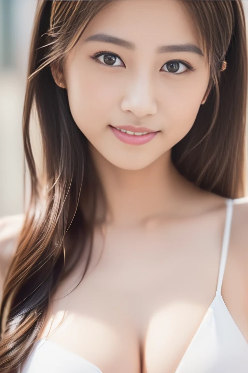 a beautiful 15 years old japanese girl,teenager girl in bikini,hazel eyes,brown hair,detailed realistic face,detailed realistic eyes,detailed realistic lips,beautiful detailed body,dynamic pose,natural lighting,photorealistic,high quality,8k,masterpiece,digital art,vibrant colors, medium breast