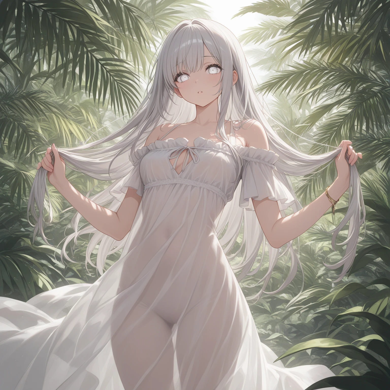 (Highest quality)),((masterpiece)),((Real Stick)),(Detailed), Anna on the Arm, Adult, sexy, rough, Powerful, Cheating, (Looking into the camera), Sundress, Wildflowers,