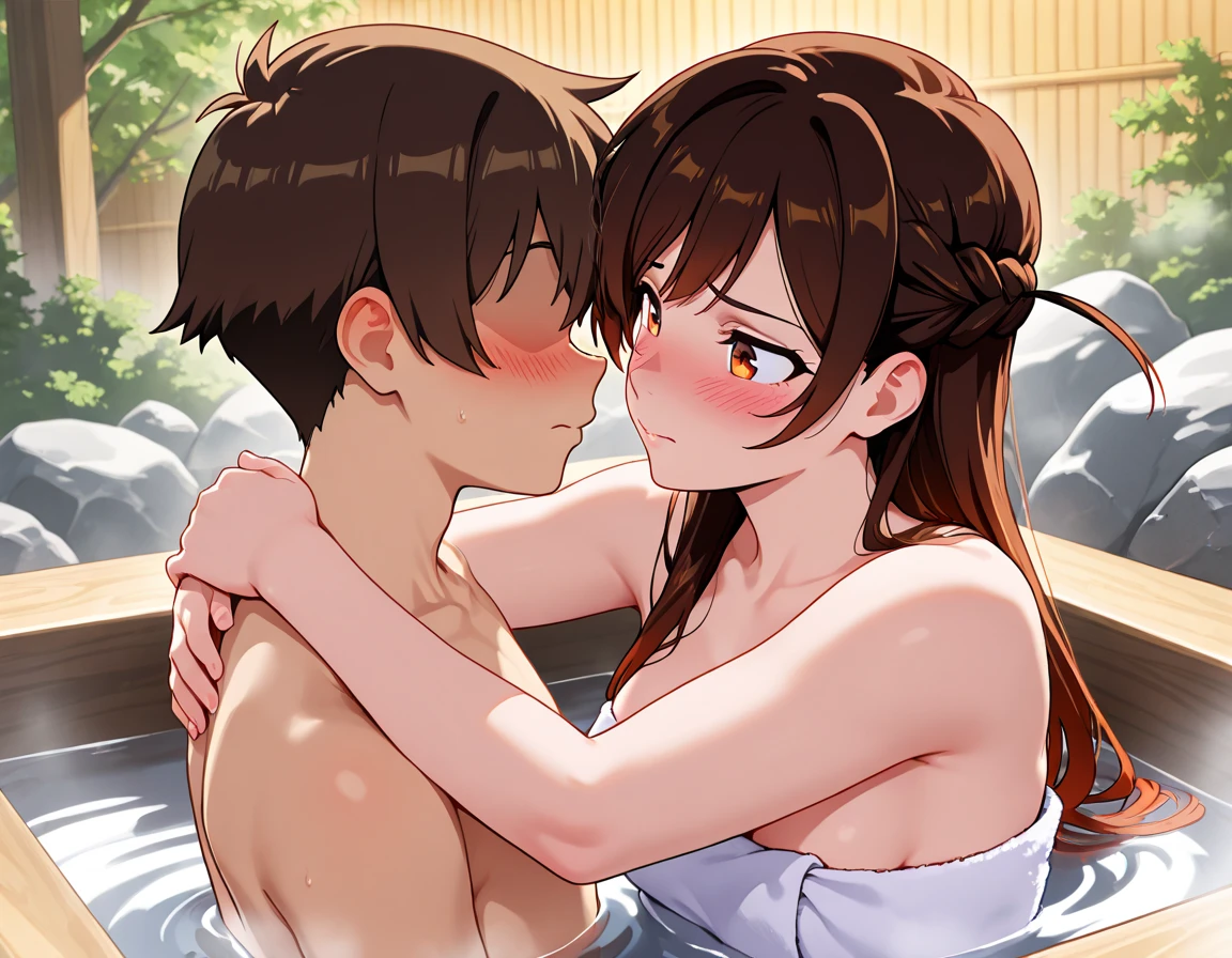 Kasumi Toyama,Band Dream!,(A 45-year-old mother and her 7-year-old daughter:1.8), (Two Women:1.6)Peace of mind,peace of mind,Trance,Purple eyes,(Absurd, 8k, 4K, Tabletop, Extremely detailed:1.2), Highest quality, Perfect Anatomy,Perfect Face,Heart-shaped pupils,Being spoiled,(big breasted mother:1.6),(A girl with very small breasts:1.6),Acme,Masterpiece Nipples,Black pubic hair,Erect nipples, (Mother and daughter sitting and kissing:1.5), (yuri kiss:1.5), nsfw, NUDE, (In the hot spring:1.5), (Hot bath:1.4), (Sweaty:1.5), (night:1.4), (night空:1.4),