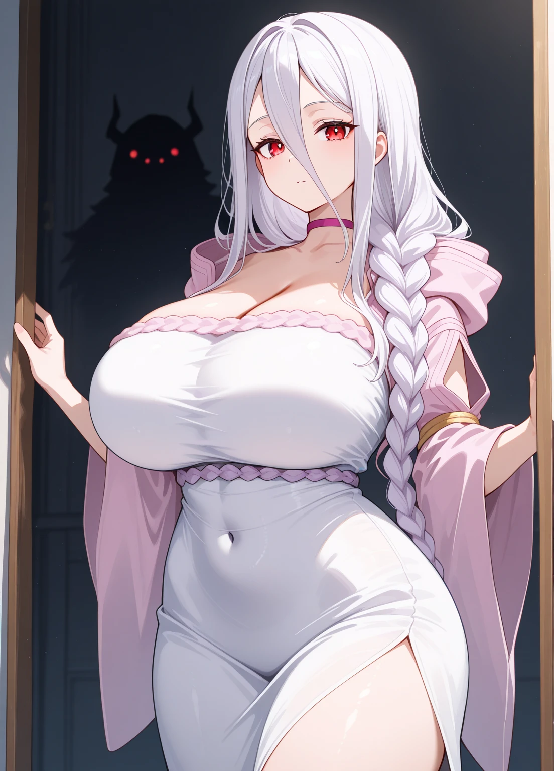 highest quality High resolution one young beautiful woman red eyes Beautiful gray hair medium perm cute soft girl Cat ear Seductive naked cow pattern underwear church nun cowgirl cosplay magic monastery robe breastfeeding service The huge breasts of a virgin killer with amazing charm Sexless breast milk gasp incest Estrus face