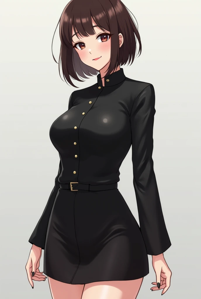 mature beautiful woman,breast,whey,Generous,Smile,earrings,Lipstick,Black short hair,Hairstyle without bangs,Green wool coat,Black long skirt,Wearing a white doctor's gown,Inside the medical clinic