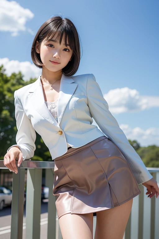 (8K、maximum quality、傑作:1.2)、(Realstic、pfotorealistic:1.37)、Ultra-detail、1 girl、solo、a Pretty、Beautiful detailed sky、(Sorrisos:1.2)、(smirks)、Beautiful detailed eyes、Floating Hair,sailor clothing,stockings,Um corpo inteiro,Street,Thin、Sorrisos、Brown hair、Bob hair、Sareme、slender、Um corpo inteiro、Detailed fingertips、one women、solo、Dressing、Beautiful foots、Dressing