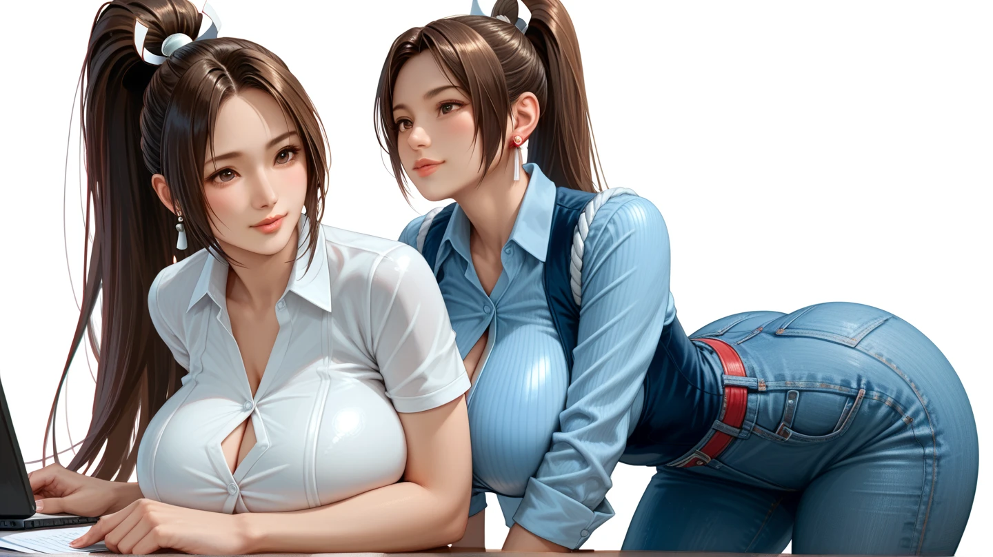 8k,twin sisters,super beautiful(like the real thing),My older sister is cool and short and has very big breasts.,lean muscular body,sexy,clear eyes,black eye,cool smile,black long perm,black jeans,compensate,super realistic skin,My sister is tall and muscular with a small chest., muscular slim body,Severely cracked abdominal muscles,Big eyes,black eye,light brown hair ponytail,派手なcompensate,blue jeans,A bold smile,masterpiece,Photorealistic RAW photos of the highest quality。bright colors,rich colors, Backlight, cinematic lighting, film grain, to be born, 50mm lens, Nikon D850,detailed character art,fantasy art,ultra high resolution,super realistic skin,perfect hand shape,In front of an abandoned temple,beautiful expression,Close-up,beautiful sisters(like the real thing),Makeup,