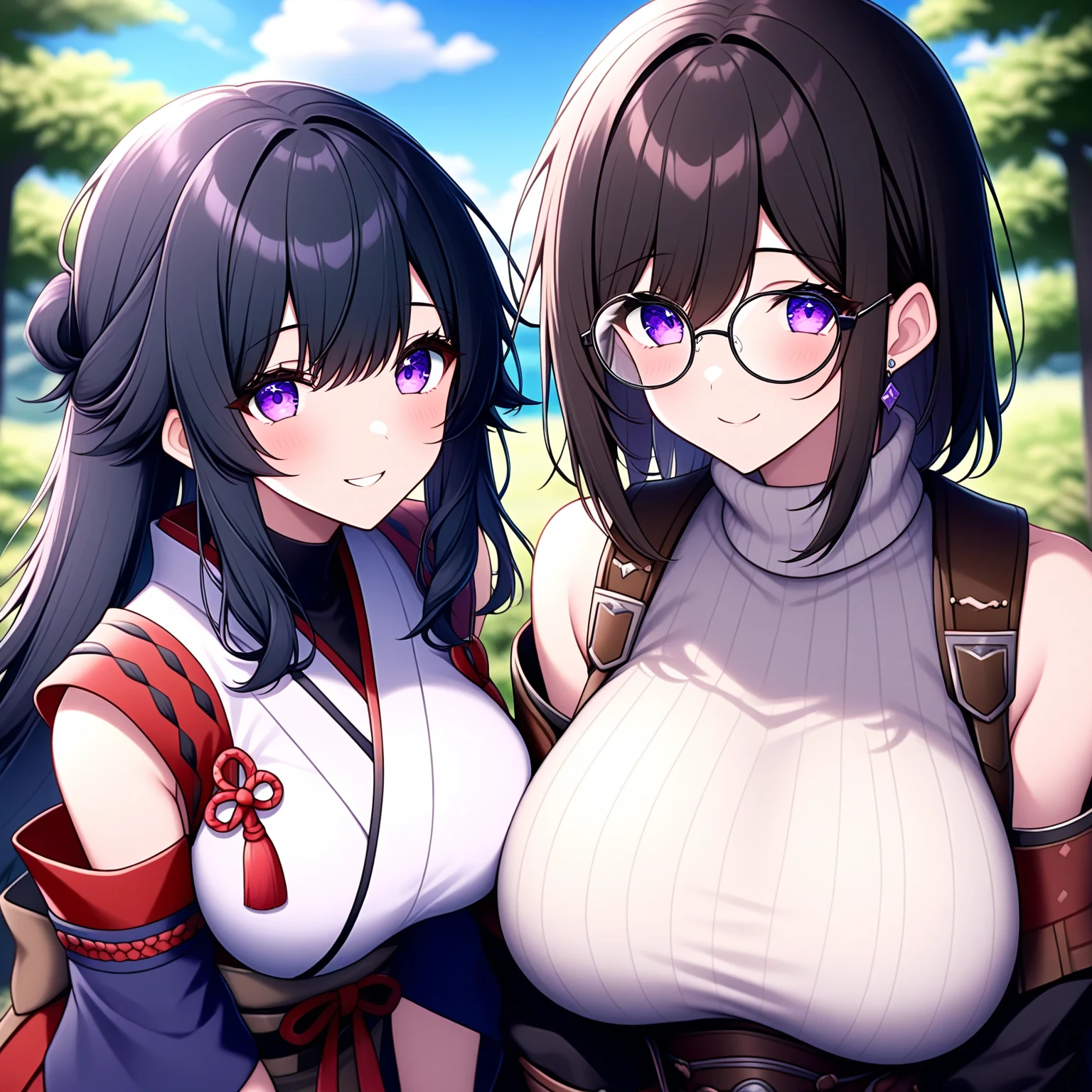 Ponytail sisters,Open-chested clothing,Ice Castle,Unbuttoned,They are hugging each other