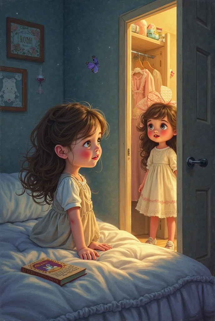 A girl changing her clothes she is naked and a boy spying on her