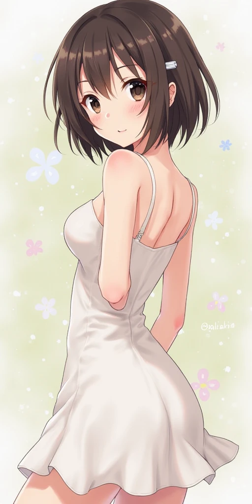 (((masterpiece, best quality, ultra highres, 1 girl, solo, no background))), super detailed skin and face and eyes and finger, beautiful japanese woman, small breasts:1.5, skinny, light brown hair, white background, very short hair, (an illustration of girl), Knee shot, Generate with illustrations, Various expressions, Various poses, Various Costumes,