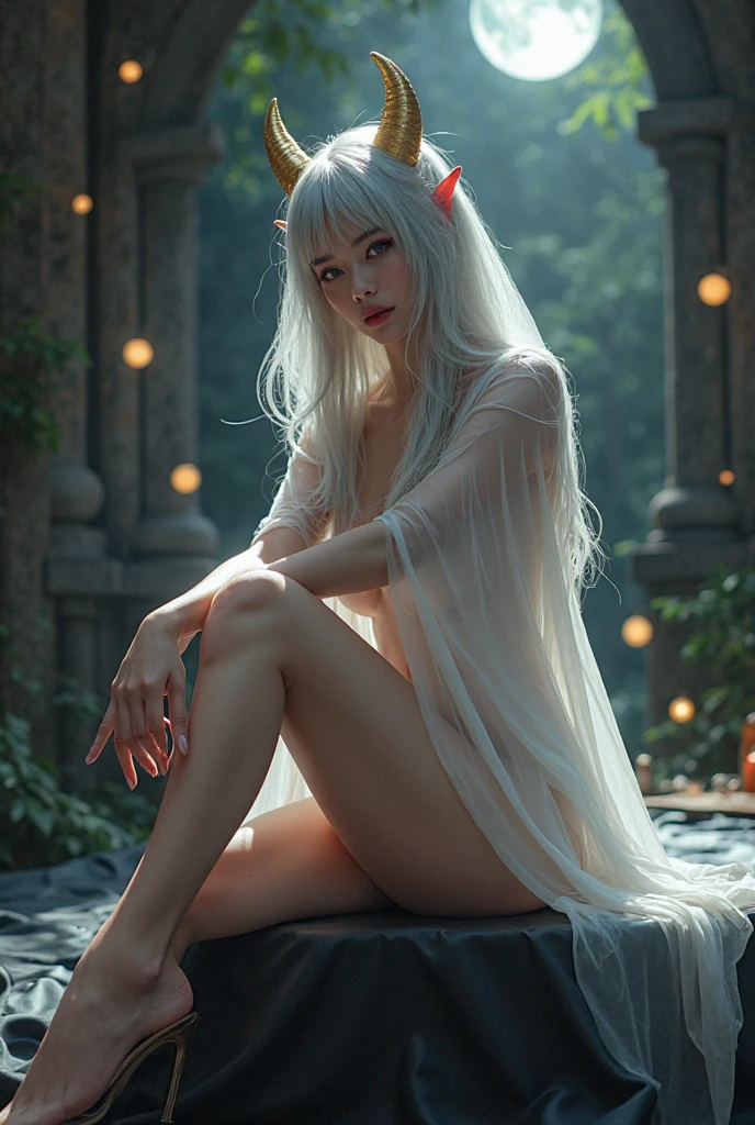 realistic, full body portrait, perfect body, perfect professional pose, 16 years old, araffed woman with long white hair standing in a room, with long white hair, with white long hair, long wavy white hair, long white hair and bangs, messy wavy white hair, wavy white long hair, 머리 gray hair, white long hair!!, flowing white hair, gray hair, her hair is white, long flowing white hair , Beautiful and realistic light blue eyes; Beautiful white teeth, happy smile, attractive, Overall, Create the most beautiful and perfect face in the world, 손으로 꼼꼼하게 그린 Best image quality 3d 8k, Perfect white skin, beautiful appearance, multicolor liquid acrylic, wet marble body, Michael Garmash, Daniel F Gerhartz, movie lights, waterfall scene, volumetric lighting, clean and smooth art, gentle pulp adventure , colorful patterns, Elegant organic frame, surrealism, masterpiece collection, Realistic colors, wet gouache. Best image quality, Most detailed 8k, (Please spread your legs in an M shape..),W piece,((Detailed beautiful pussy exposed..., :1.4)),spread legs, thighs,nude,bedroom,(Lying on your back from above, Put one in'Head on the pillow,no bra,(strong abs)