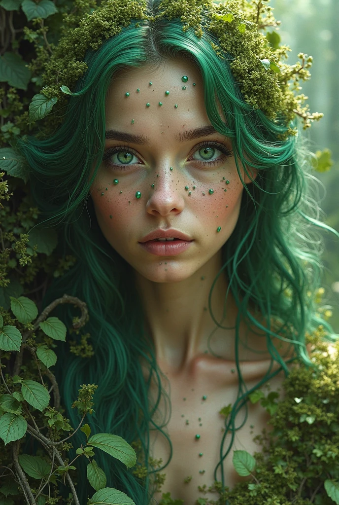 with big green hair