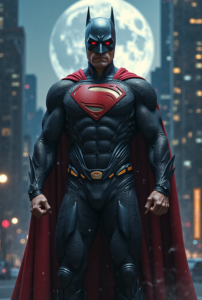 Create a highly detailed, HD fused image of Batman and Superman