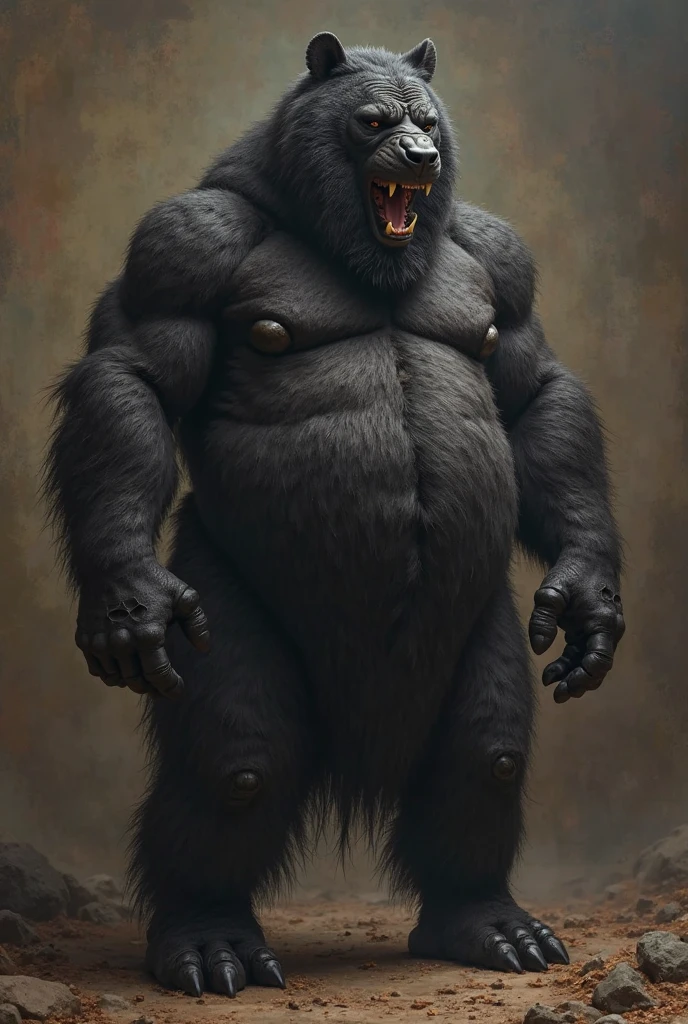 Bigger and rounder belly, enormous, bloated, huge, fluffy, matches the color of the body