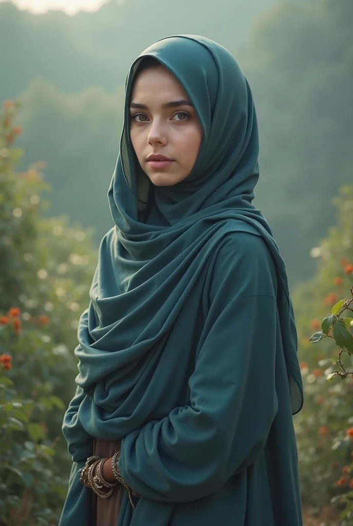 Photo of a beautiful young Muslim in the forest
