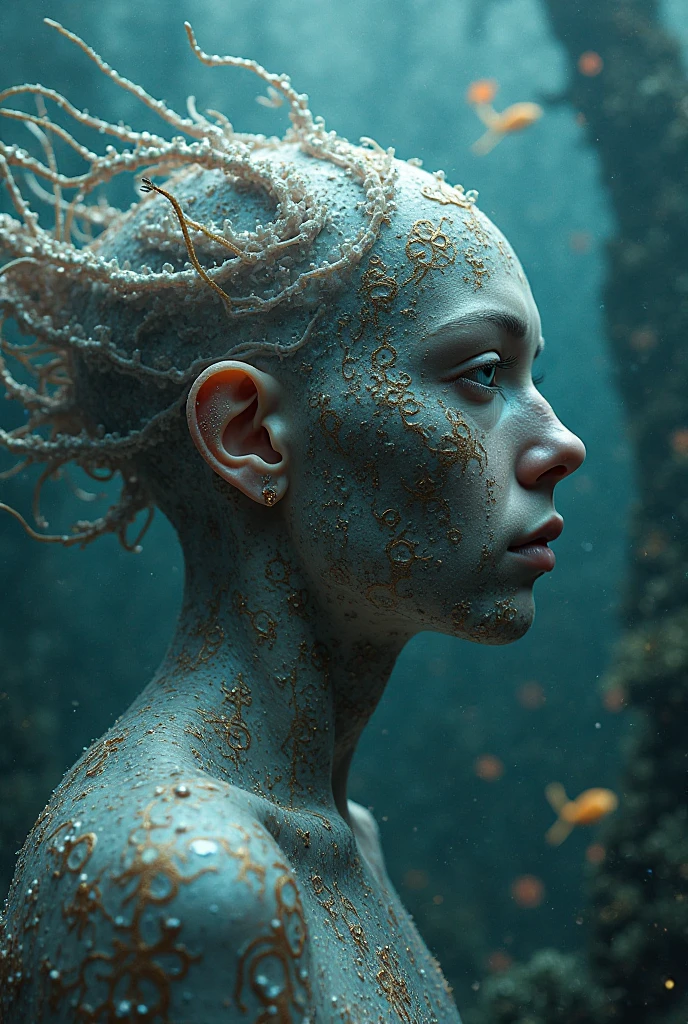 ​masterpiece,top-quality,Big underwater zombie,Deep sea scenery,Beautiful detailed eyes,Ultra-detailed skin,Floating seaweed,dreamy colors,Soft lighting,hight resolution,nffsw,Ethereal scene in the water,Marine life,Mysterious atmosphere,Tranquility and peace,Underwater coral reefs,Sunlight penetrating the surface of the water,Onylic Landscape,Dreamy underwater journey,Bright blue tones,Magical creatures,peaceful expression