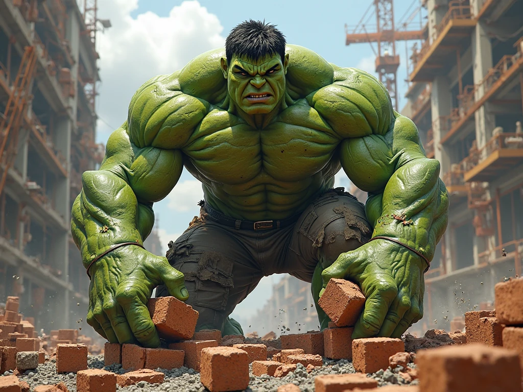 hình ảnh thực tế, siêu anh hùng marvel, hulk vác bao xi măng