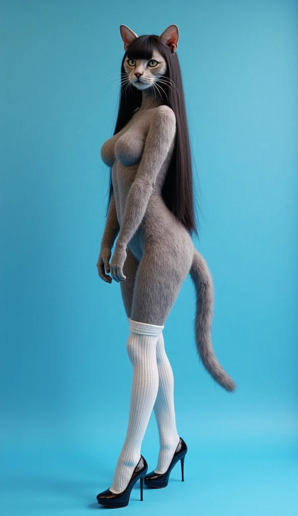 ((black high heels)) (((nude))) (((aristocratic pose of the countess))), (((massive hips and noble face))), (((black pubic hair))), very pale wearing, ((( breasts))), (((hard nipples))), jet black hair, ((( breasts))), (((hard nipples))), jet black hair, (((Shaggy haircut with bangs))) ((very oily skin)), gothic makeup, ((black high heels)) ((( jet black pubic hair))), (((two thick braids with bright red bows)))