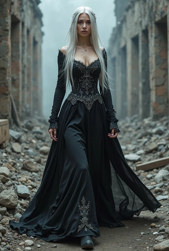 The Fire Keeper, dark souls 3, body set big breasts, long dress, blindfolded, campfire, hood dropped, 8k quality, shadows, lighting