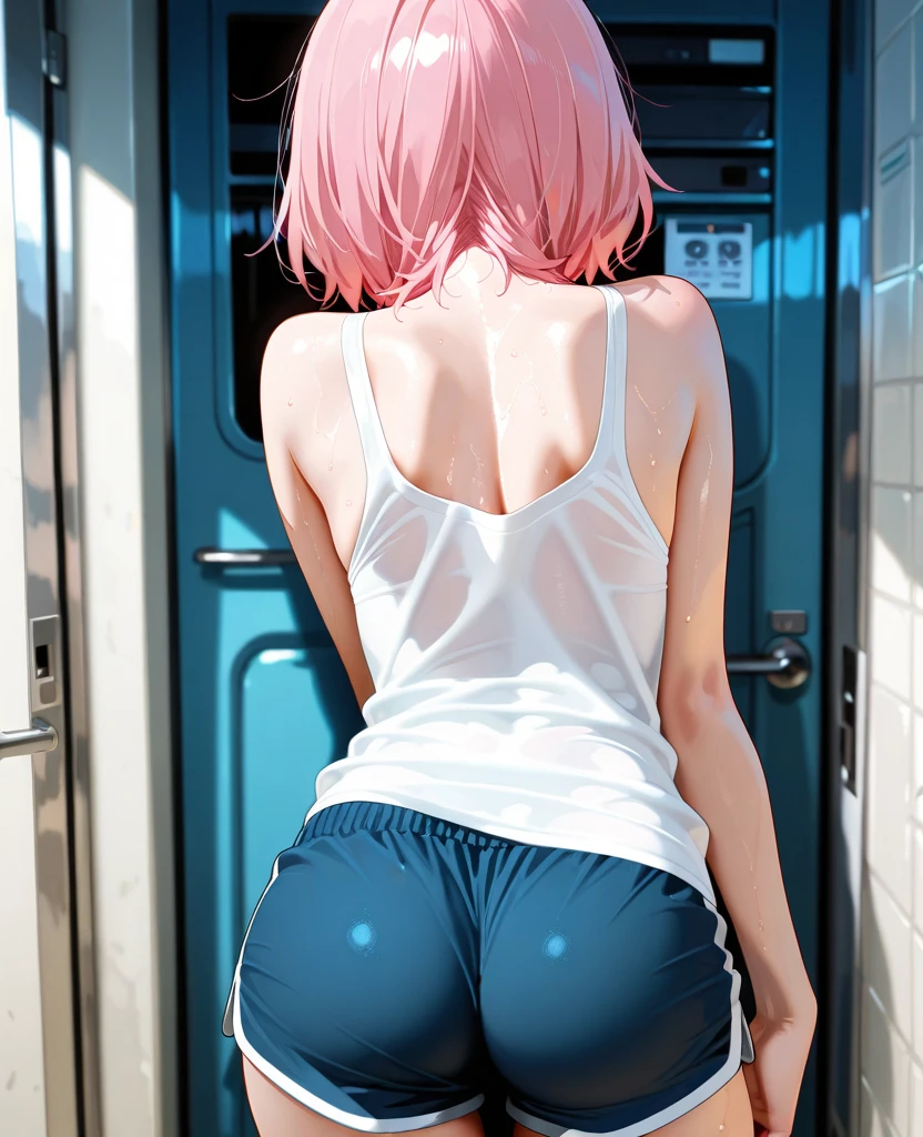 debris flieasterpiece、highest quality、Super detailed、High resolution、High resolution、8K portrait、Unity 8k壁紙のHigh resolutionCG、unity 8k wallpaper、cute:1.5、:1.5、Highly detailed CG unity 8k wallpaper、realistic、real person、cute、 portrait photography、shiny skin、High resolution、(Pink hair shorthair)、(16 years old:1.2)、(1 girl)、(train:1.6)、perfect face、seriously、(blush:1.5)、school uniform:1.2,(((clothing lift:1.5))), (((I have nipples))), Detailed description vagina,show vagina,spread legs,spread ,((Orgasm in the vagina:1.5)),((asshole big anus:1.4)), Detailed description vagina,Show butt hole、distress, blush:1.5, think back:1.5, (open anus:1.6),((look back１.5))、(waist knot cardigan)