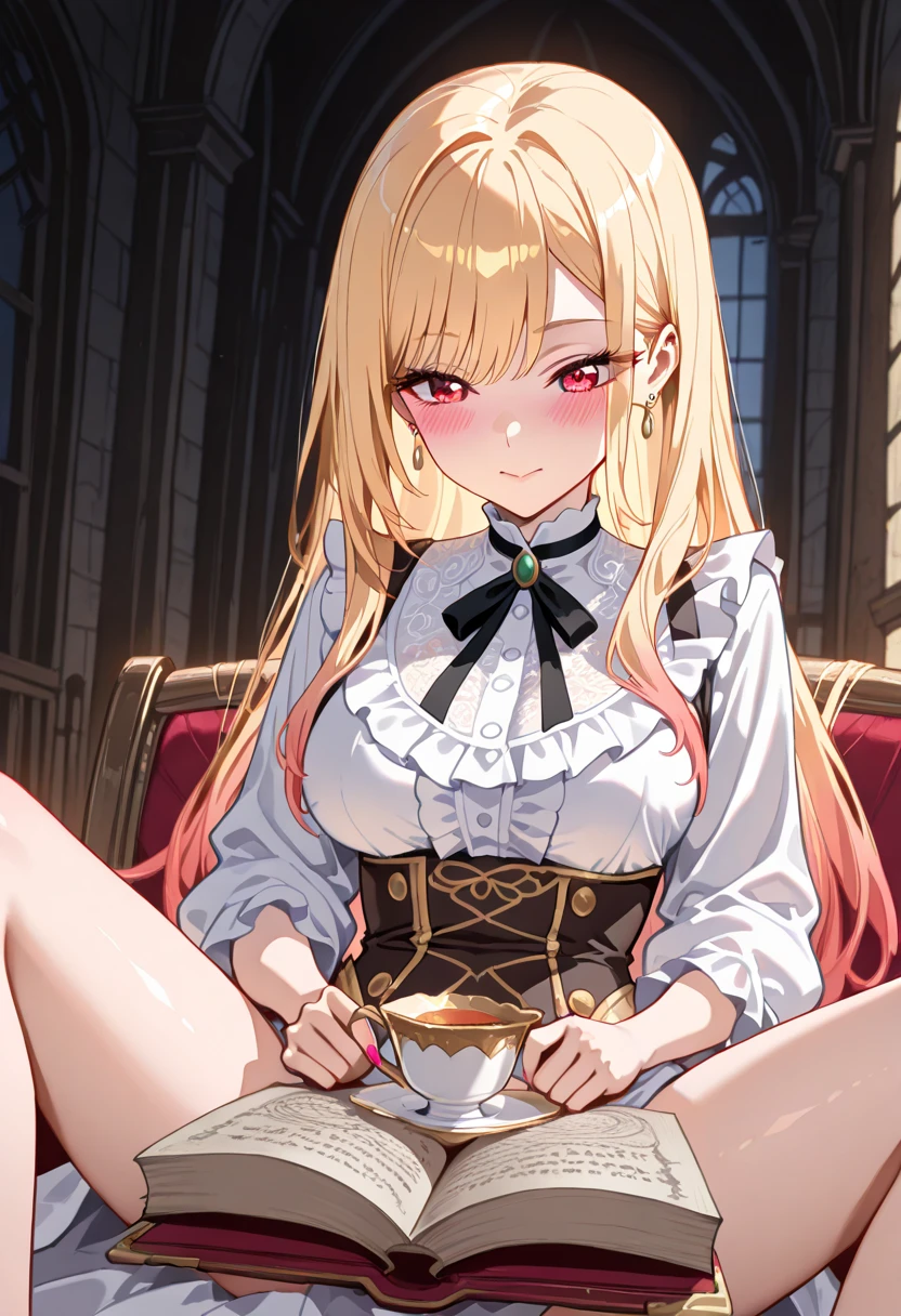anime girl sitting on chair with coffee cup in hand, alchemist girl, light novel cover art, official art, epic light novel art cover, official artwork, epic light novel cover art, , isekai, small curve , kushat krenz, kushat kurenz key art feminine, Shadowverse style, moe dwarf,