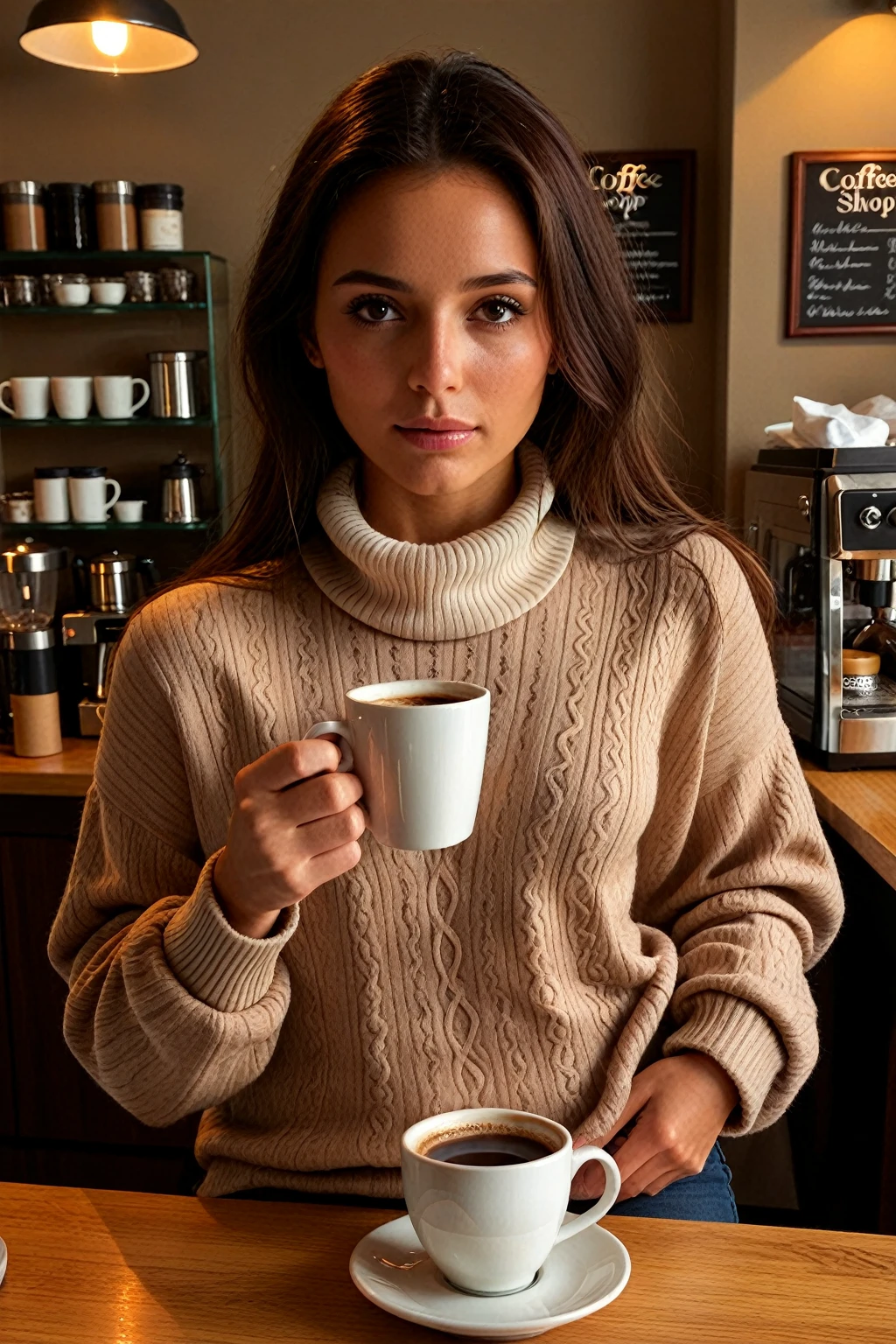 RAW photo, tv_Saorsie_O_Flanagan_MXAI
BREAK
, wearing a cozy knitted sweater, sitting in a café, holding a steaming mug with both hands, happy expression,
BREAK, (((Ultra-HD-details, Ultra-HD-detailed, Ultra-HD-realistic, Ultra-HD-photo-same-realistic-quality-details))), 8k uhd, dslr, soft lighting, high quality, film grain, Fujifilm XT3