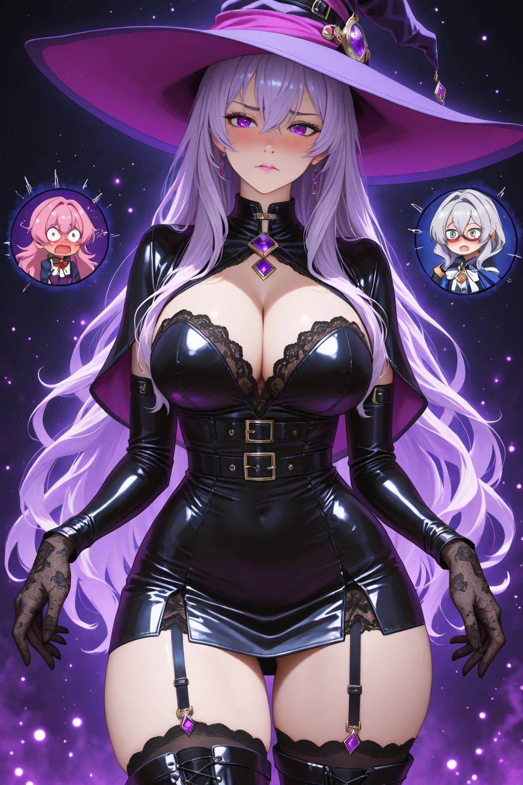 (Cute evil scientist:1.1), (scientist woman:1.2), (prefect scientist), (open lab coat:1.1), (full lips), (shiny legs), (big smile with sharp teeth), standing, (one human woman), (one monster woman), (two dofferent female:1.2), (scary and curvy monster woman:1.1), (round breasts), (bubble butt), (wide hips:1.1), (slim waist:1.1), (thick thighs:1.1), (detailed face and eyes:1.2), (detailed hand and finger:1.2), (medium breasts:1.2), (busty), (deep cleavage:1.2), (labia outline:1.3), (hard teat:1.3).