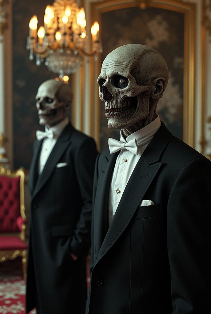 three men standing next to a skeleton in a room, with a skeleton army, they sit next to a pile of bones, by Nándor Katona, skeletons, ribcage, mateus 9 5, anatomic!!, posing for a picture, bone, by Jesús Mari Lazkano, skeletal figures, great proportions, all skeletons