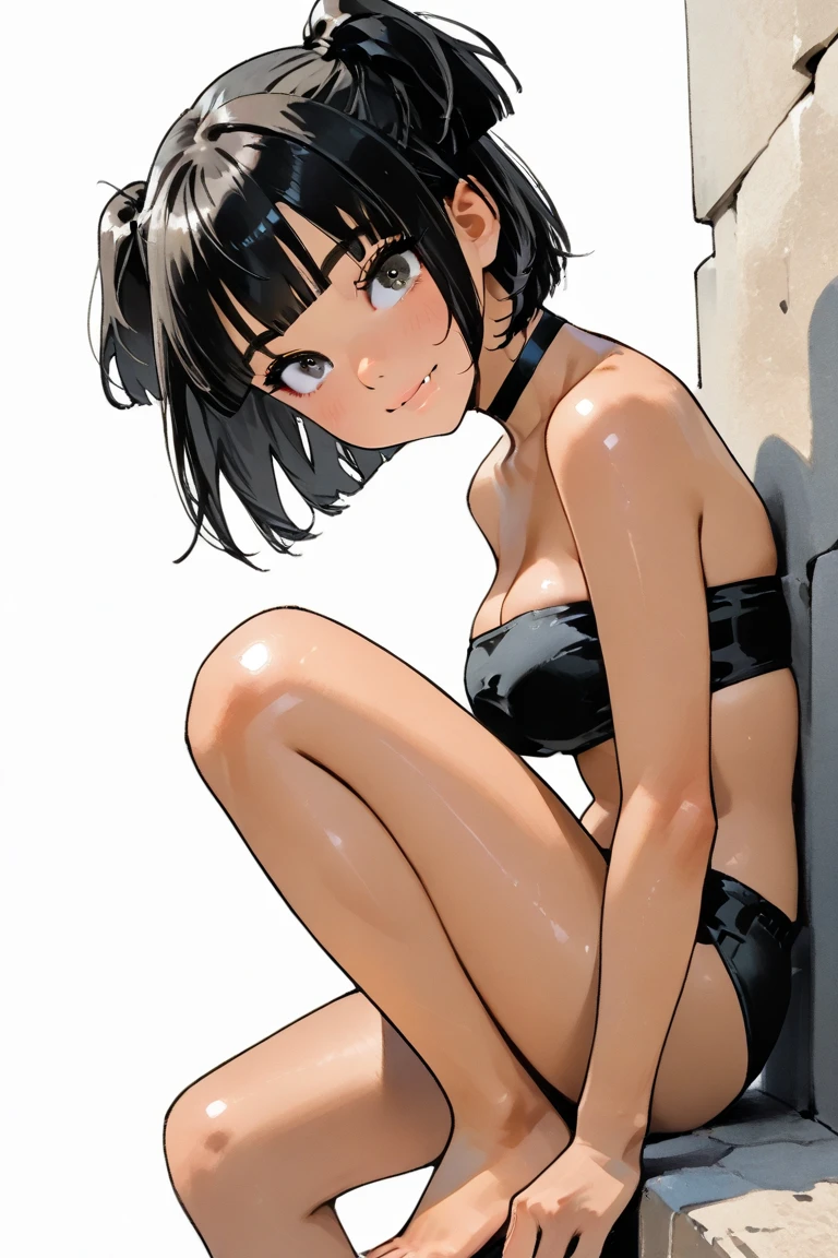 Fubuki nude, look up, looking at the viewer, lying on the floor,Swimsuit, sexy pose