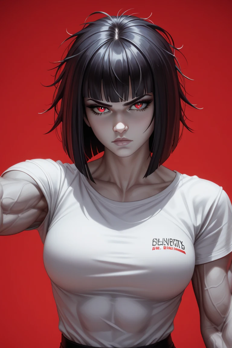 ((masterpiece)), (ultra high quality)), impressive details)), ((NSFW)), ((Depressing and dull colors)), (perfect lighting)), 1 girl, (perfect body), clear skin, short hair, big natural breasts, Nose piercing, shading in the eyes, gothic, black painted lips, dark clothing, shirt and short skirt, crazy face, loca, front view from above, super horny pose, black panties