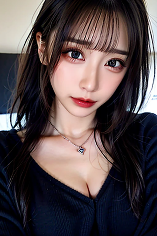 First Person View, (masterpiece:1.3), High resolution, Very detailed, Very detailed CG Unity 8k wallpaper, Realistic, photo-Realistic, RAW Photos, Beautifully detailed face, Realistic glistening skin, Detailed cloth texture, Detailed hair texture, Perfect body, Beautiful Face, Accurate, Anatomically correct, Highly detailed face そして skin texture, Natural neck length, (Beautiful Hそしてs),  Thin legs, Thin legs, Good teeth alignment, 
BREAK, 
fine grain, Symmetrical eyes, Bright Blue Eyes, double eyelid, Thin eyebrows, (Glossy Lips:1.5), (Sleepy face:1.2), (blush:1.3), (makeup:1.5),
BREAK, 
(Elegant and cute:1.3), elegant、Toned Abs, Beautiful clavicle, 
(black hair, Hime cut, Long Hair:1.3), (Emphasize cleavage:1.3),
BREAK, 
View your viewers, from the front,topless, (kneelist:1.3),(black thigh high socks:1.4), (closed eyes:1.3),